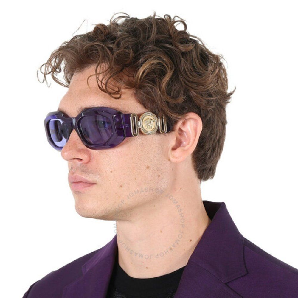 New Versace Ve4425u Medusa Biggie 54191a Purple Transparent Unisex Sunglassses